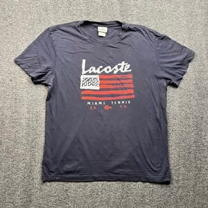Lacoste Sport T-Shirt Mens 6 Blue Miami Tennis 2015 Graphic Flag F8330